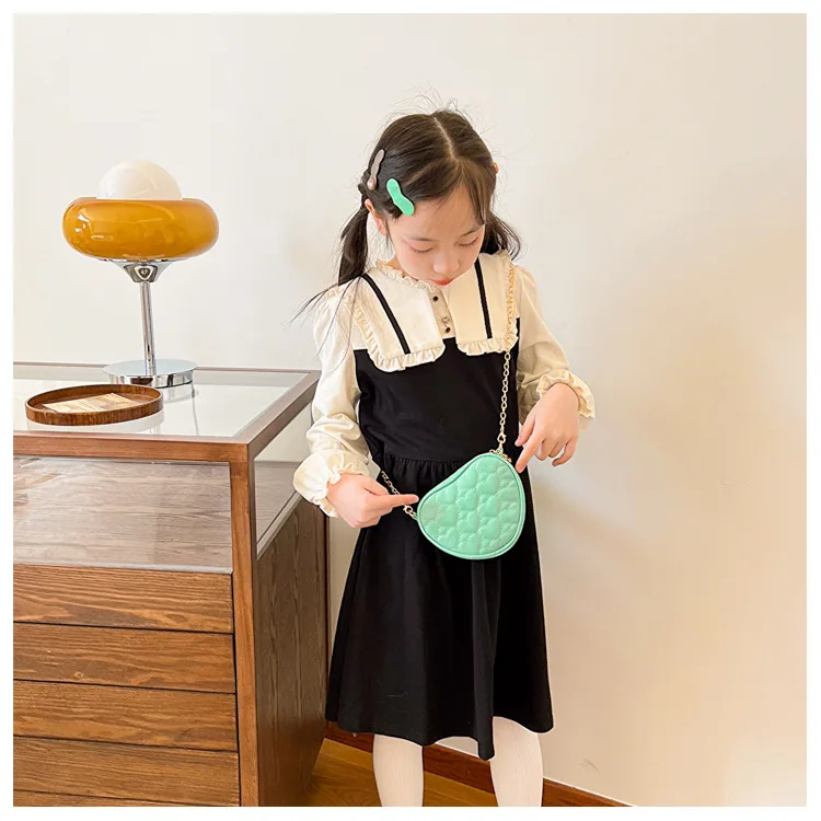 Cute Heart Shape Children's Crossbody Bag Love Rhombus Baby Girls Small Shoulder Bags PU Leather Princess Accessories Handbags - Image 23