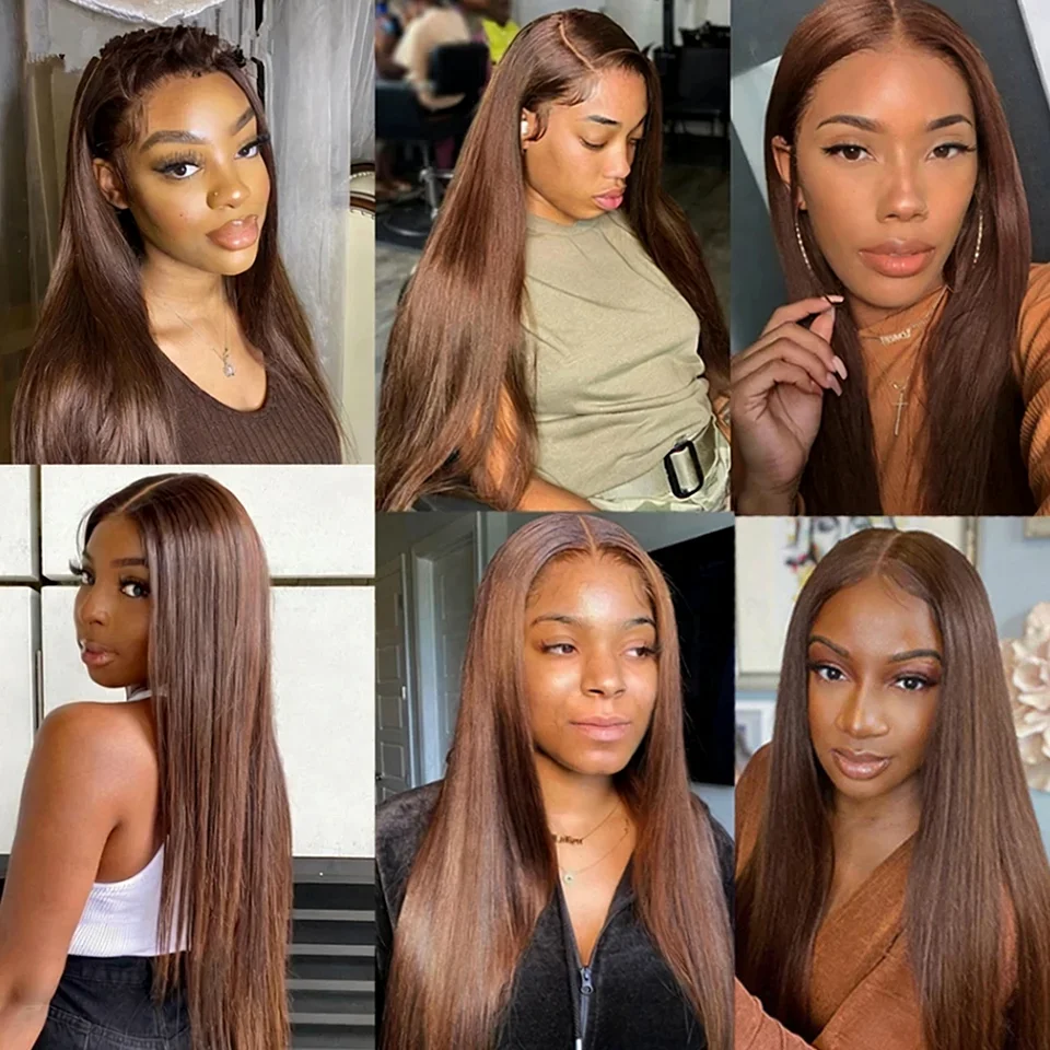 Chocolate Brown Straight Human Hair Bundles Color 4 Straight Virgin Human Hair 15A Unprocessed Chocolate Straight Hair Extension - Image 26