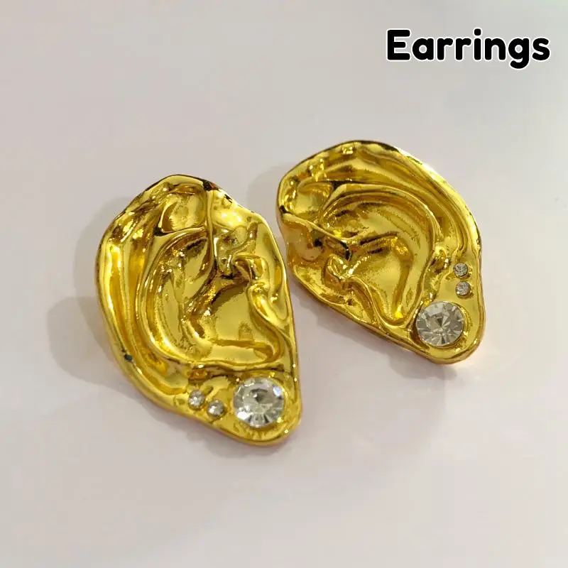 Ear Shaped Earrings Metal Ring Jewelry Irregular Statement Ring Unique Textured For Daily Wear Parties & Events - Image 8