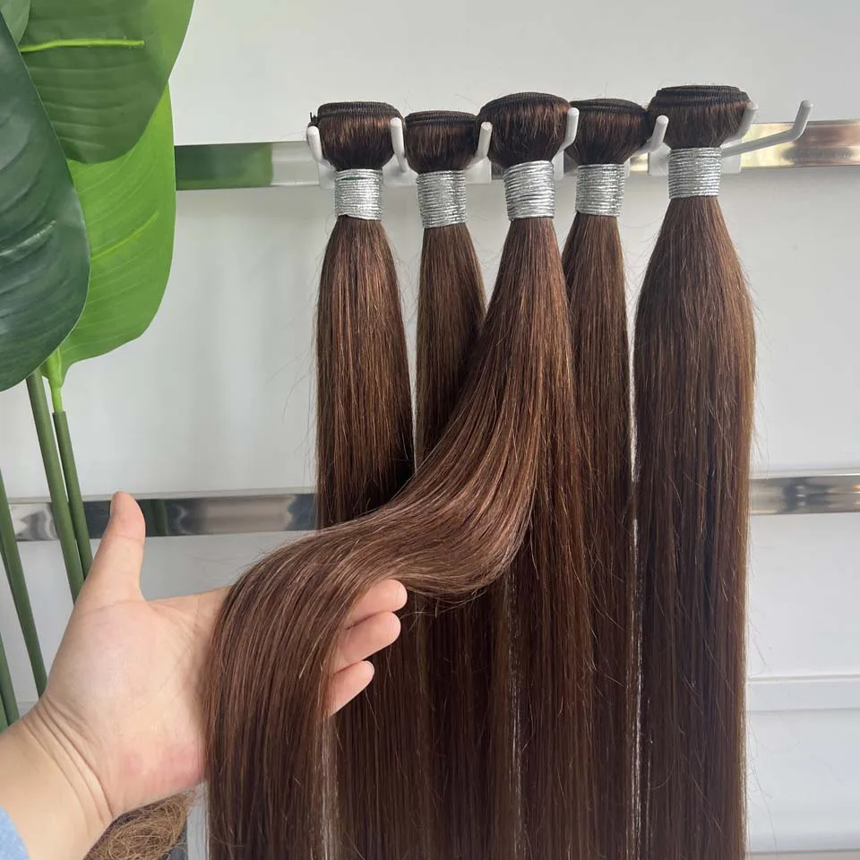 Chocolate Brown Straight Human Hair Bundles Color 4 Straight Virgin Human Hair 15A Unprocessed Chocolate Straight Hair Extension - Image 14