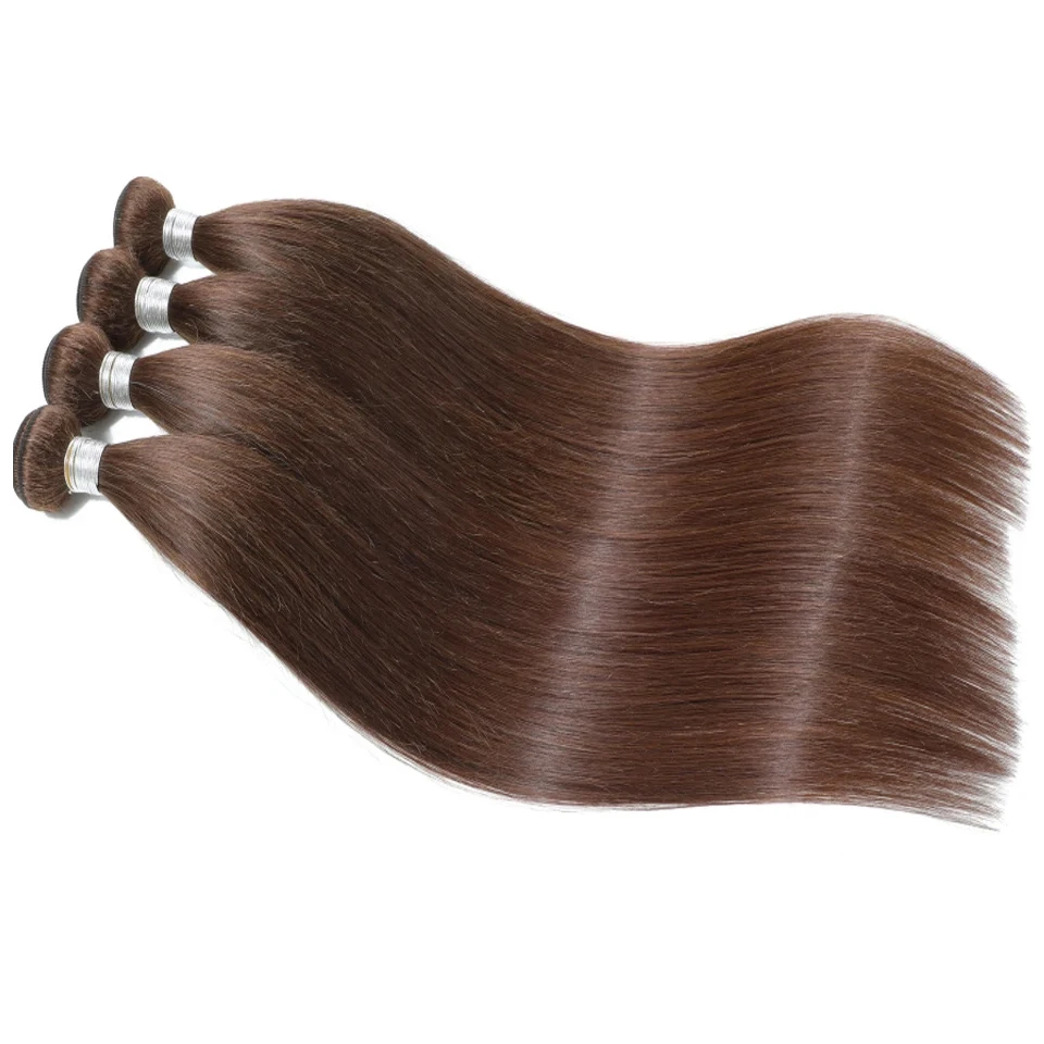 Chocolate Brown Straight Human Hair Bundles Color 4 Straight Virgin Human Hair 15A Unprocessed Chocolate Straight Hair Extension - Image 21