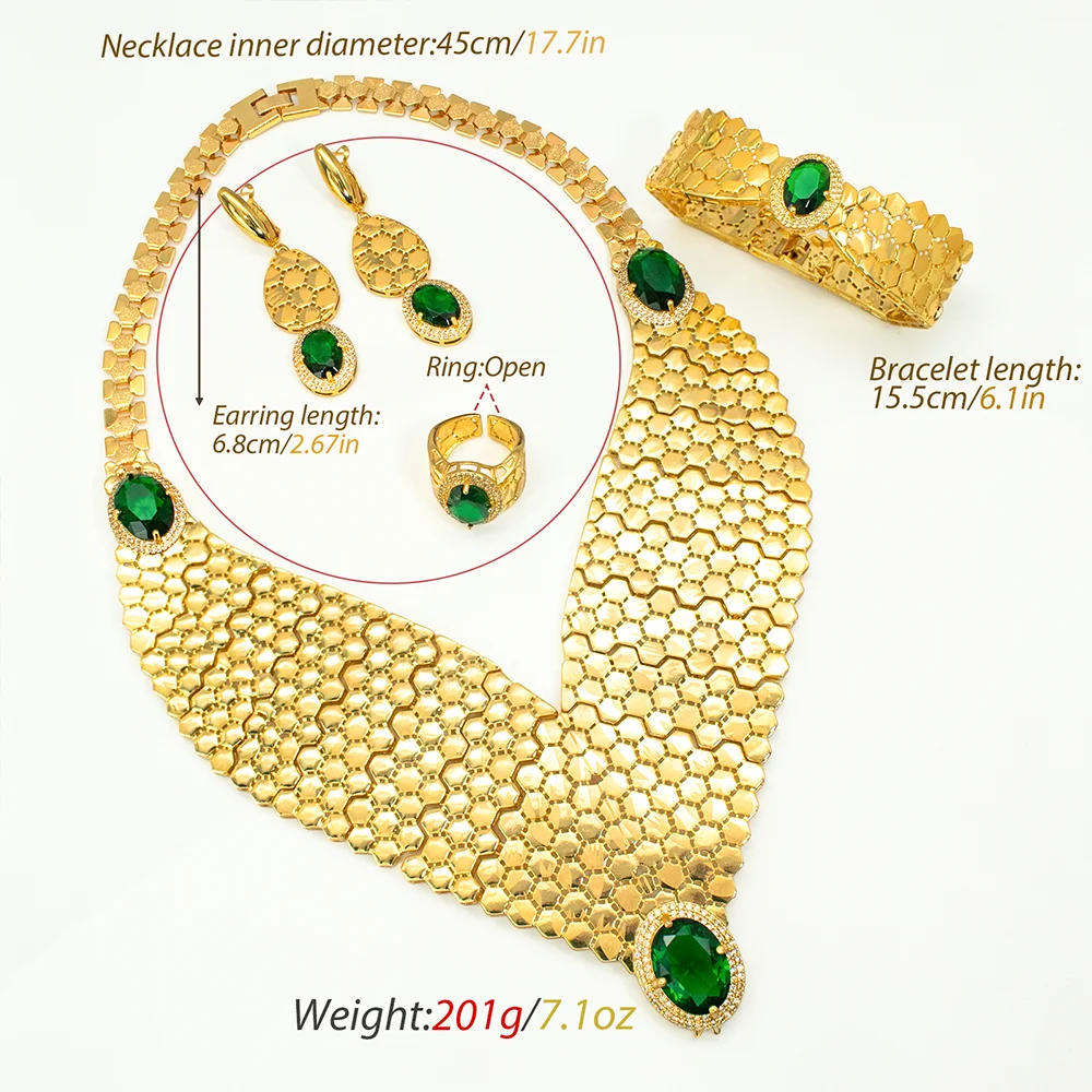 GZJPEI 2026 New Green Zircon Jewelry Set Luxury Wedding Jewelry Accessories For Women Mother's Day Gift Valentine's Day Gift - Image 2