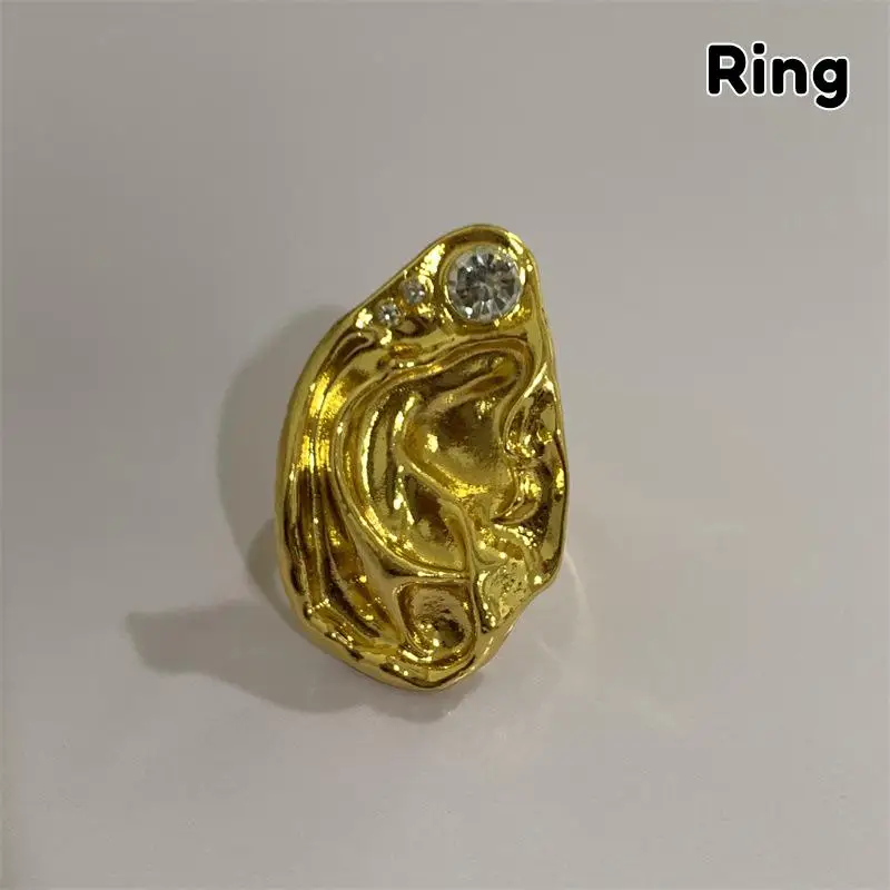 Ear Shaped Earrings Metal Ring Jewelry Irregular Statement Ring Unique Textured For Daily Wear Parties & Events - Image 7