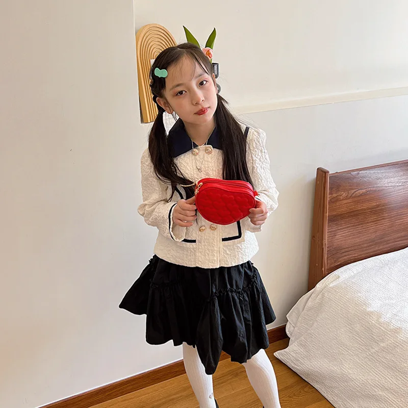Cute Heart Shape Children's Crossbody Bag Love Rhombus Baby Girls Small Shoulder Bags PU Leather Princess Accessories Handbags - Image 5