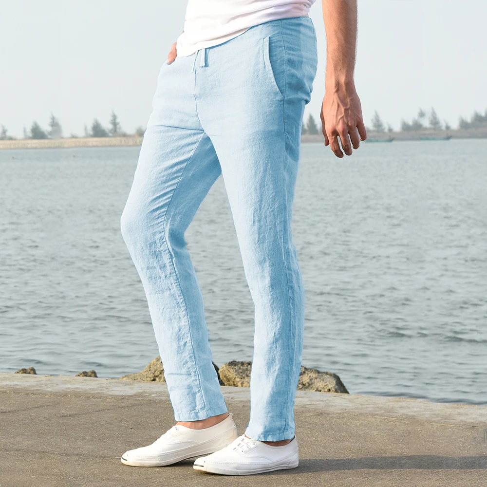 Men's Cotton Linen Pants Male Autumn New Breathable Solid Color Linen Trousers Fitness Streetwear S-3XL - Image 32