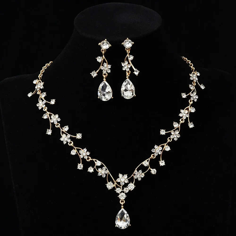 Rhinestone Water Drop Bridal Jewelry Sets Shiny Adjustable Exquisite Jewelry Sets Aesthetic Handmade Choker Necklace Earring Set - Image 8