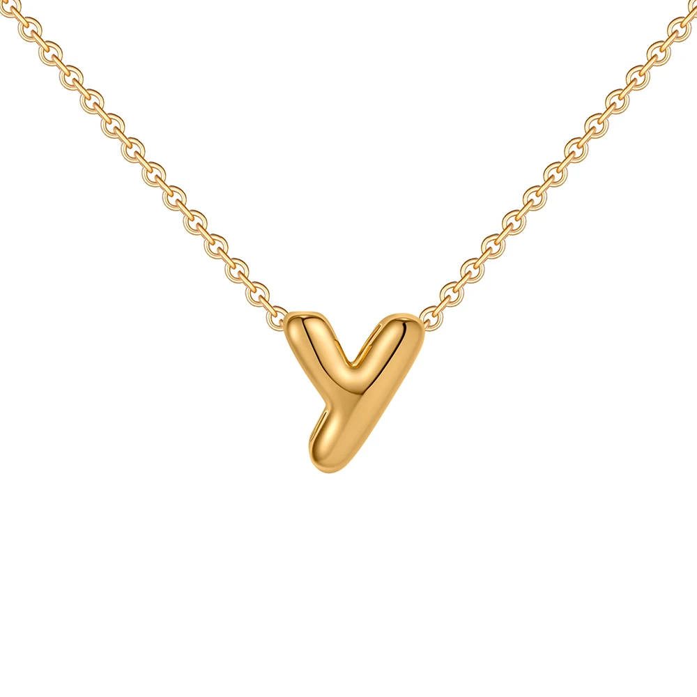Dainty Mini Bubble Letter Necklace Gold Plated Balloon Initial Tiny Small Pendent Necklaces for Women Jewelry Teen Girls Gifts - Image 20