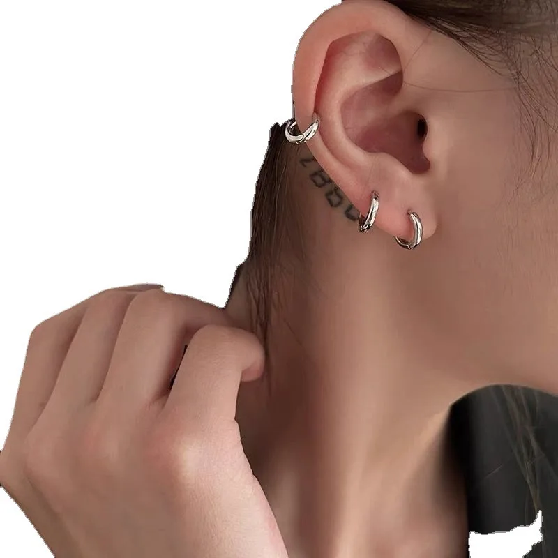 Exquisite 925 Sterling Silver Small Earrings, Plain Silver, Comfortable Earrings, Smooth Earrings, Suitable for Girls, Women - Image 4