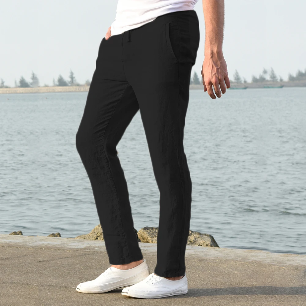 Men's Cotton Linen Pants Male Autumn New Breathable Solid Color Linen Trousers Fitness Streetwear S-3XL - Image 24