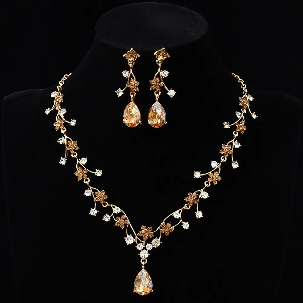 Rhinestone Water Drop Bridal Jewelry Sets Shiny Adjustable Exquisite Jewelry Sets Aesthetic Handmade Choker Necklace Earring Set - Image 13
