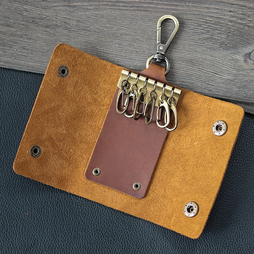 Aiguo Niu Vintage Leather Key Holder: Handmade Cowhide Multi-Functional Men's Belt Clip with Buckle for Car & Home Use - Image 5