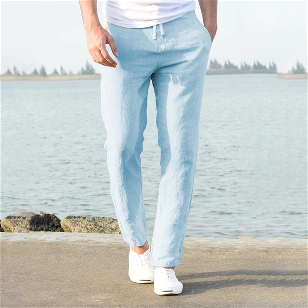 Men's Cotton Linen Pants Male Autumn New Breathable Solid Color Linen Trousers Fitness Streetwear S-3XL - Image 11