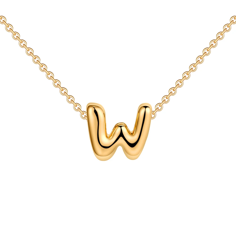 Dainty Mini Bubble Letter Necklace Gold Plated Balloon Initial Tiny Small Pendent Necklaces for Women Jewelry Teen Girls Gifts - Image 22