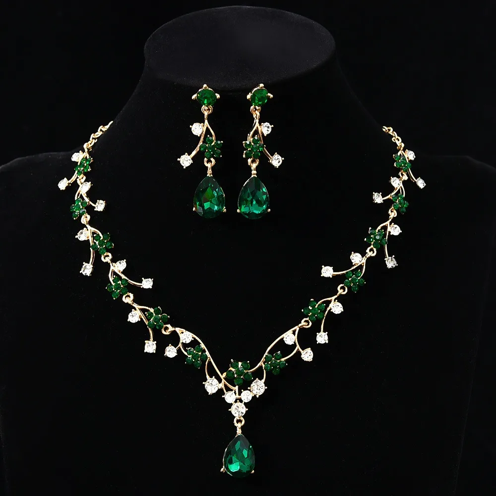 Rhinestone Water Drop Bridal Jewelry Sets Shiny Adjustable Exquisite Jewelry Sets Aesthetic Handmade Choker Necklace Earring Set