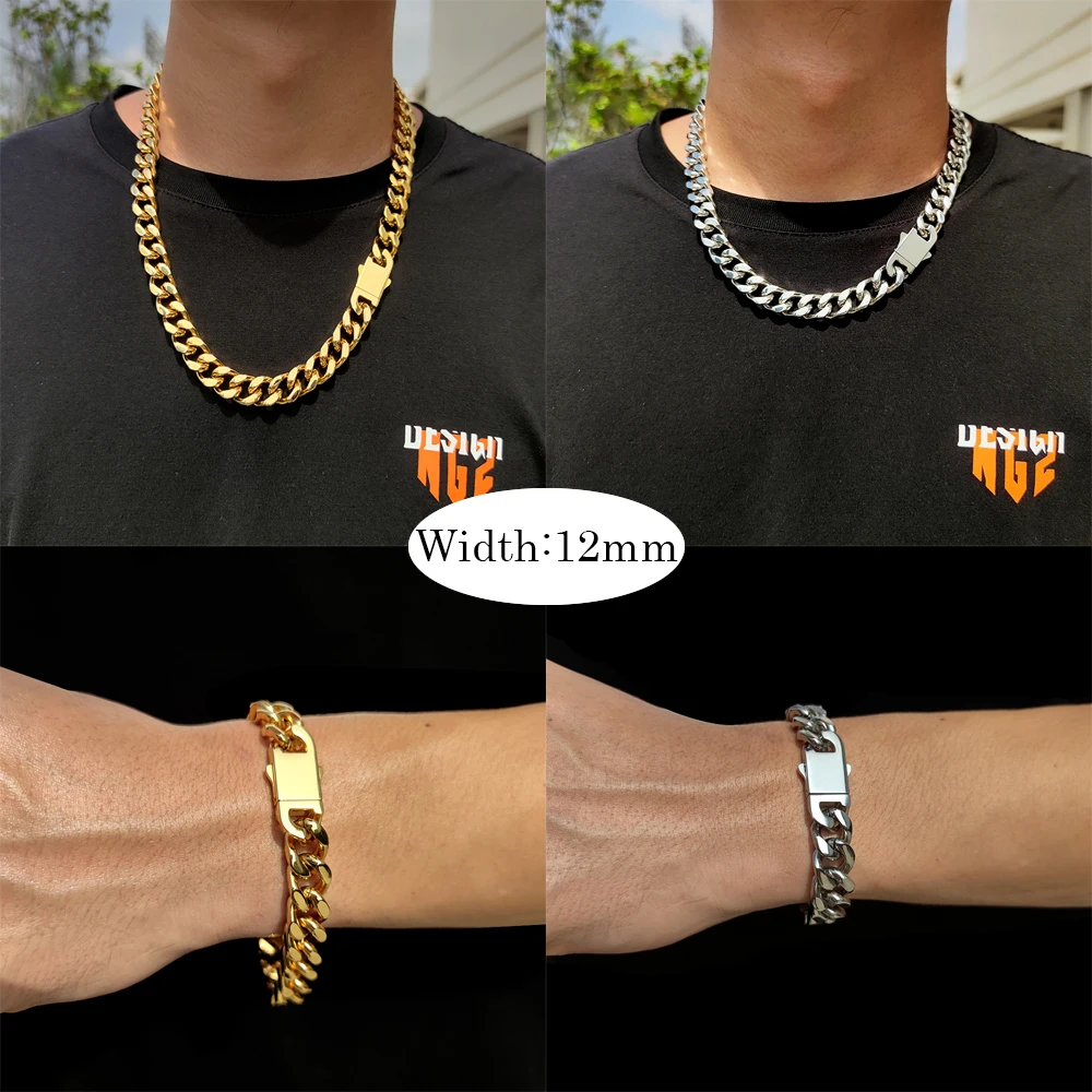 8-16mm HipHop Miami Curb Cuban Chain Necklace Stainless Steel Men Cuban Link Chain Rappe Jewelry - Image 16