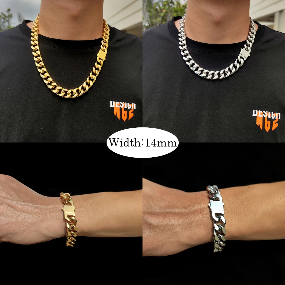 8-16mm HipHop Miami Curb Cuban Chain Necklace Stainless Steel Men Cuban Link Chain Rappe Jewelry - Image 17