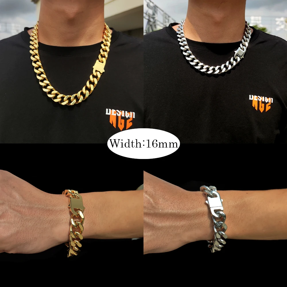 8-16mm HipHop Miami Curb Cuban Chain Necklace Stainless Steel Men Cuban Link Chain Rappe Jewelry - Image 18