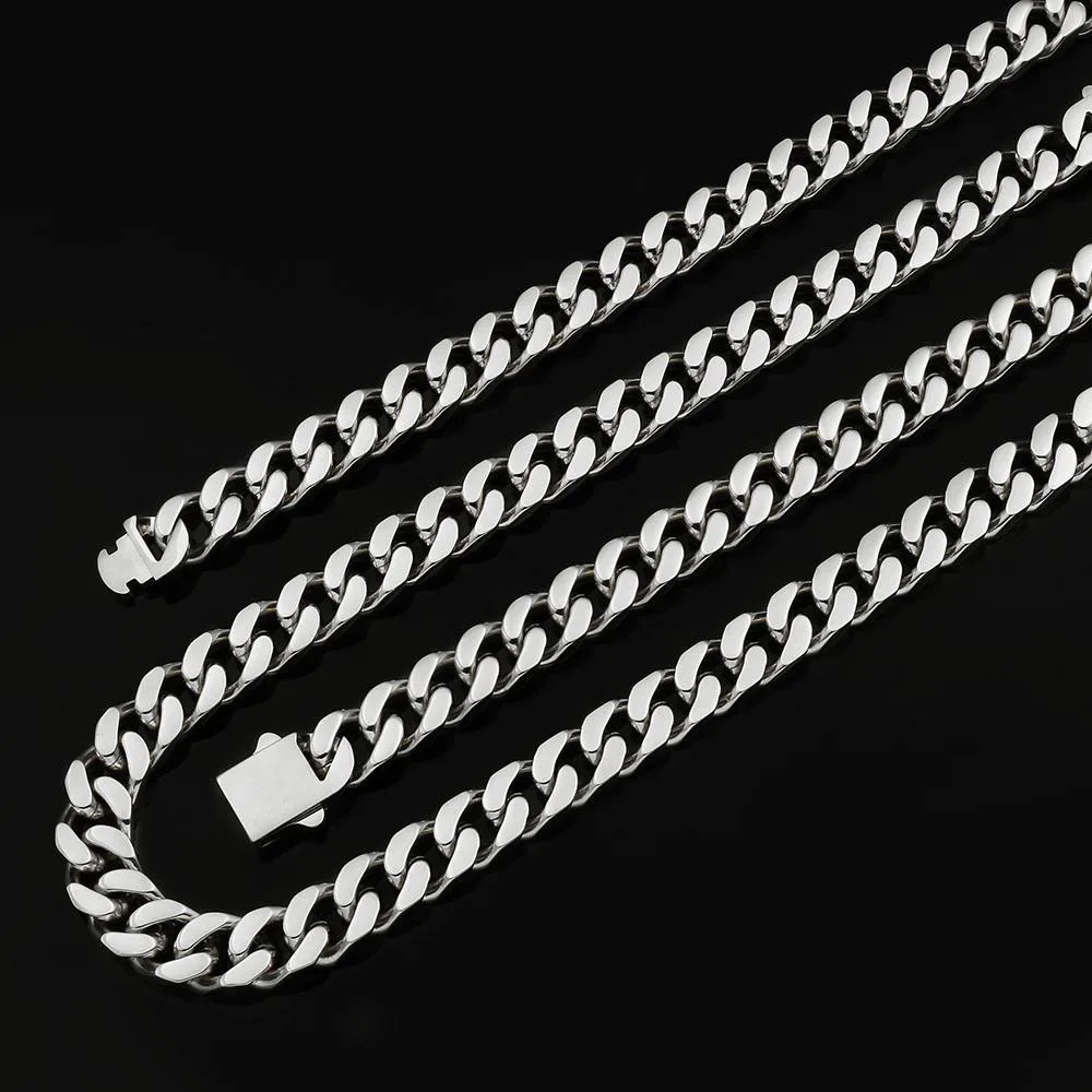 8-16mm HipHop Miami Curb Cuban Chain Necklace Stainless Steel Men Cuban Link Chain Rappe Jewelry - Image 23