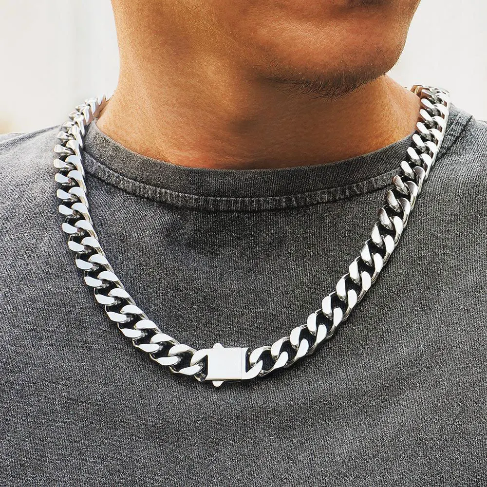 8-16mm HipHop Miami Curb Cuban Chain Necklace Stainless Steel Men Cuban Link Chain Rappe Jewelry - Image 22