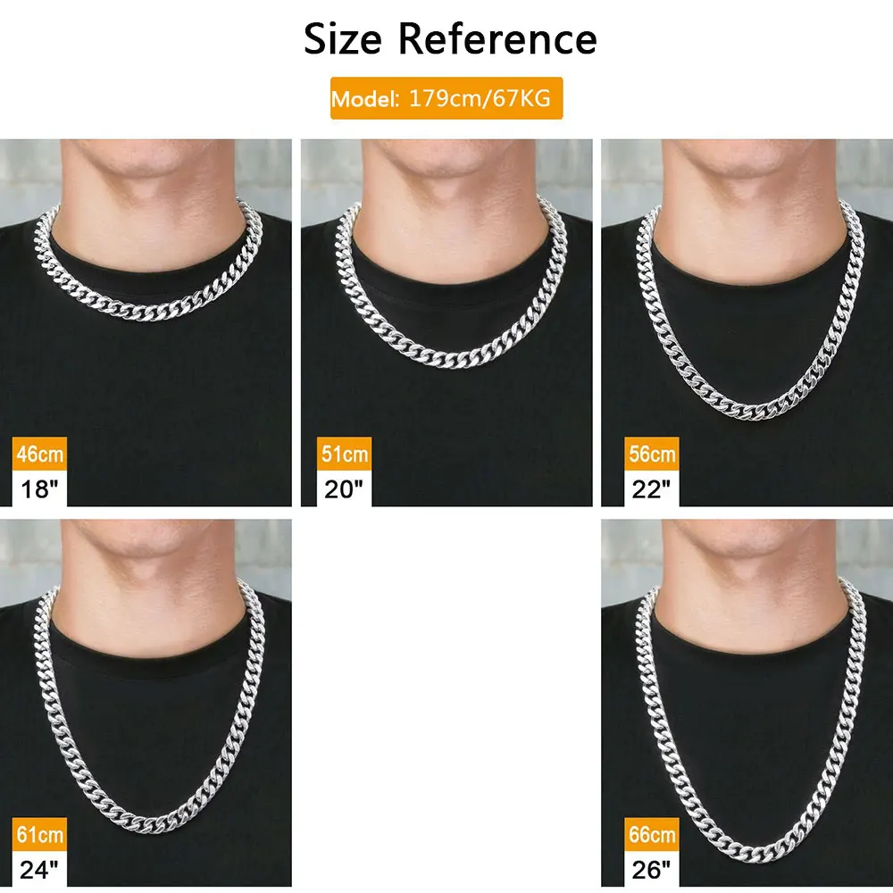 8-16mm HipHop Miami Curb Cuban Chain Necklace Stainless Steel Men Cuban Link Chain Rappe Jewelry - Image 13