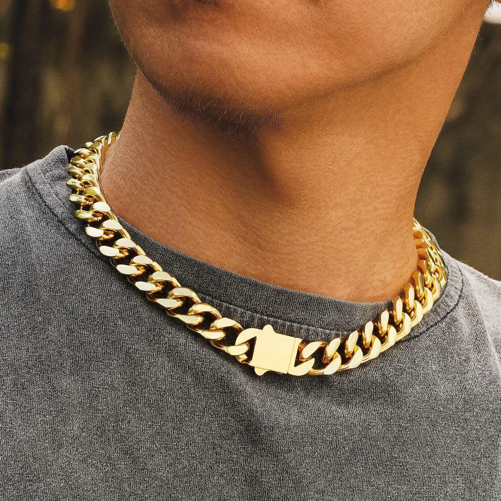 8-16mm HipHop Miami Curb Cuban Chain Necklace Stainless Steel Men Cuban Link Chain Rappe Jewelry - Image 26