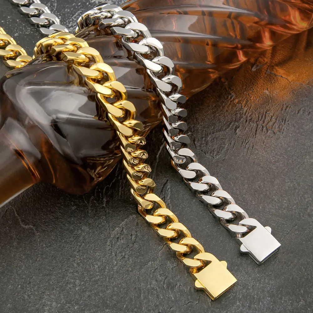 8-16mm HipHop Miami Curb Cuban Chain Necklace Stainless Steel Men Cuban Link Chain Rappe Jewelry - Image 27