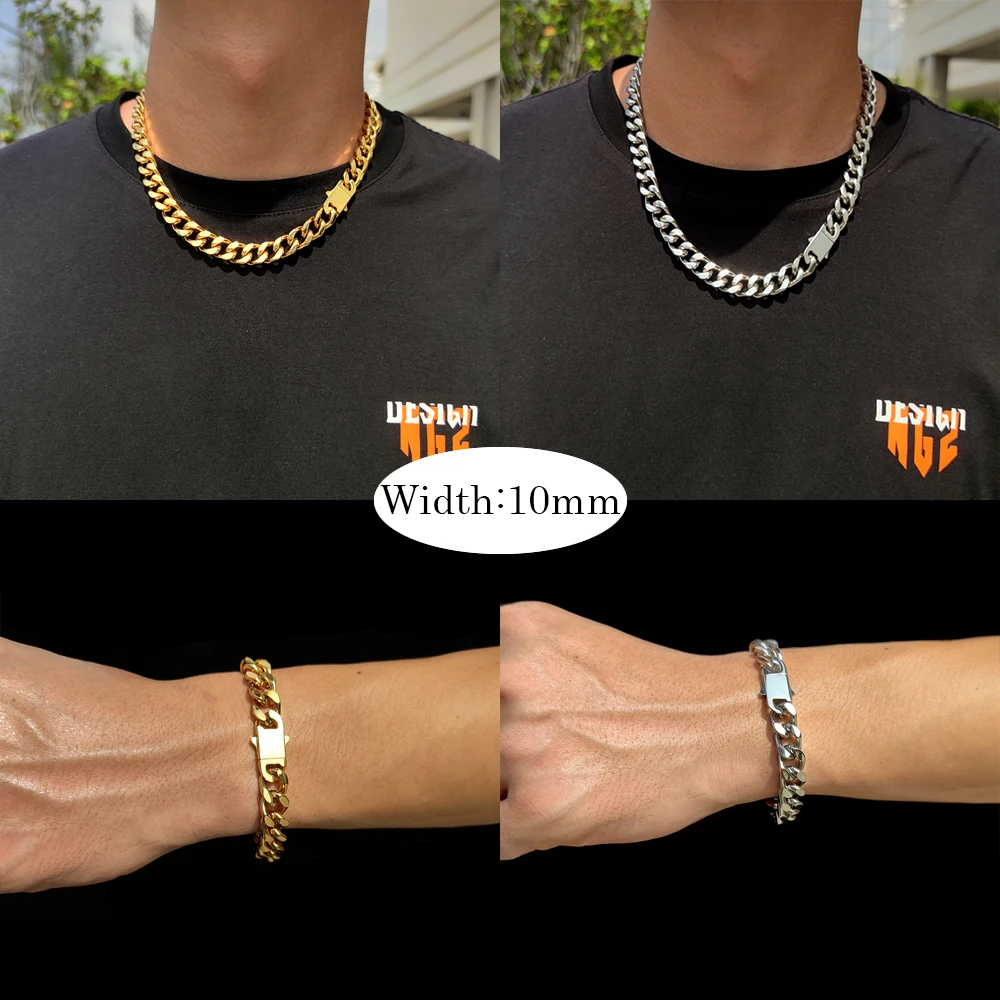 8-16mm HipHop Miami Curb Cuban Chain Necklace Stainless Steel Men Cuban Link Chain Rappe Jewelry - Image 15