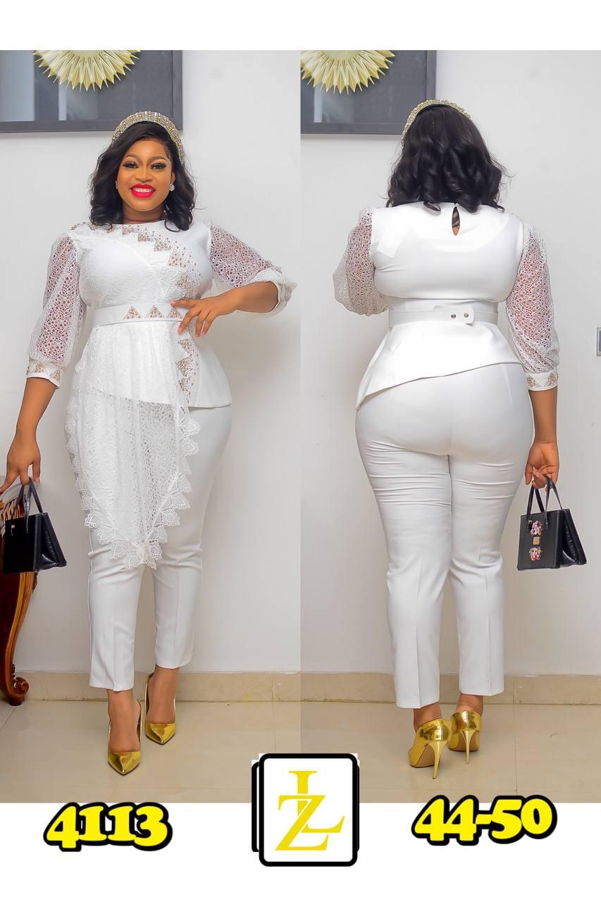  Two-Piece Peplum Top and Trouser Set 