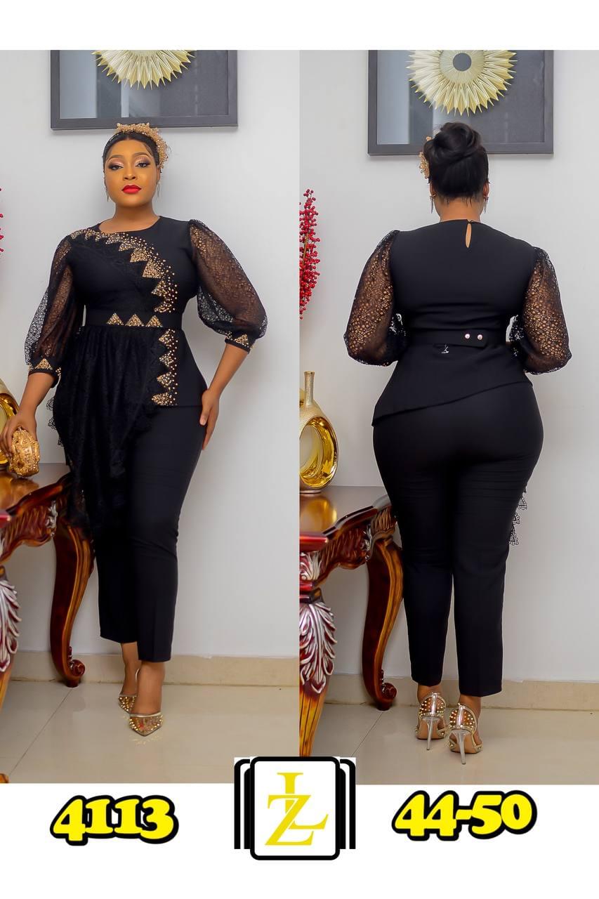  Two-Piece Peplum Top and Trouser Set  - Image 3
