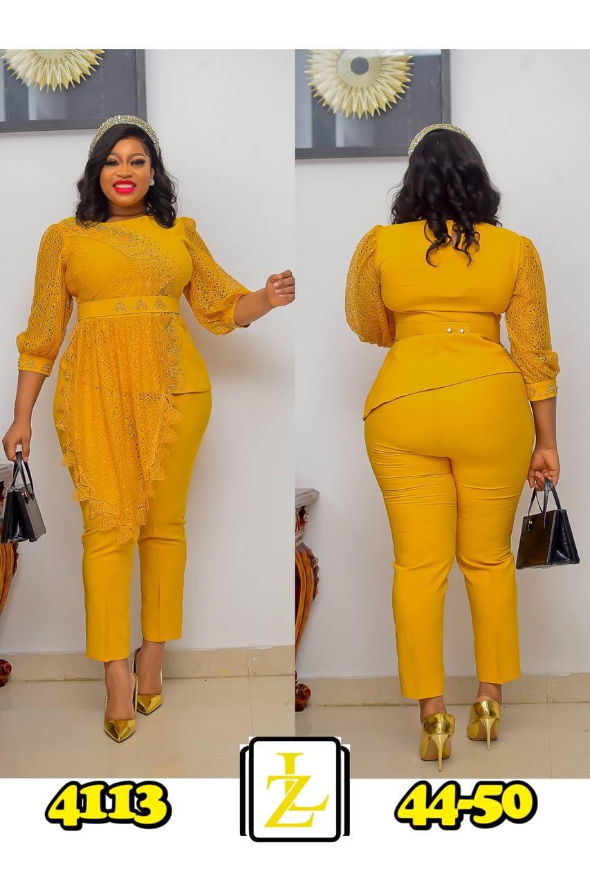  Two-Piece Peplum Top and Trouser Set  - Image 4