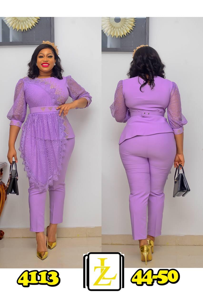 Two-Piece Peplum Top and Trouser Set  - Image 5