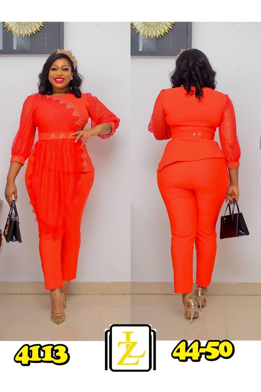  Two-Piece Peplum Top and Trouser Set  - Image 6