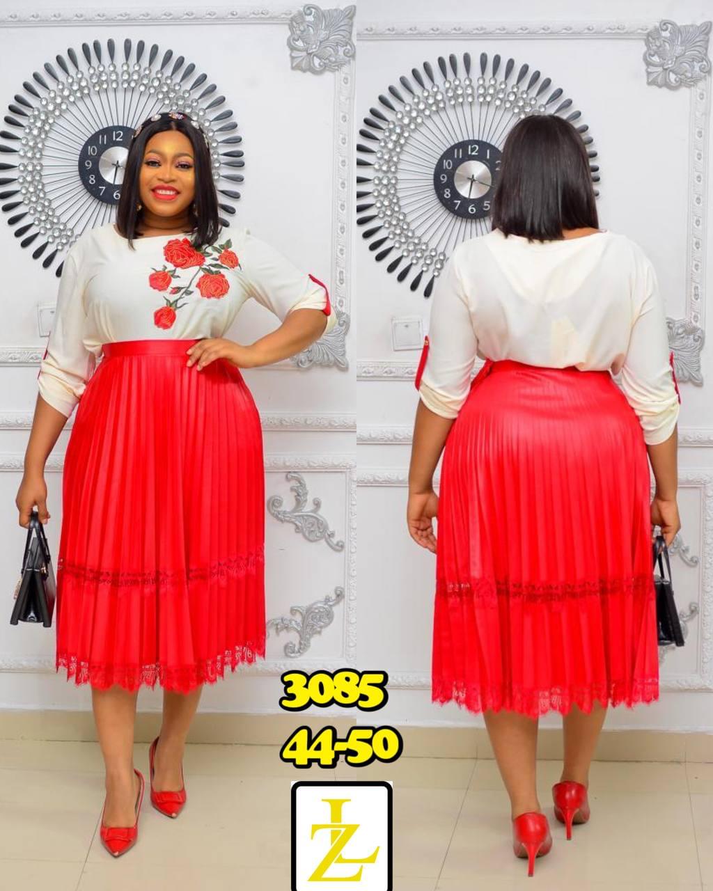Two-Piece Peplum Top and Midi Skirt Set with Sheer Organza - Image 2