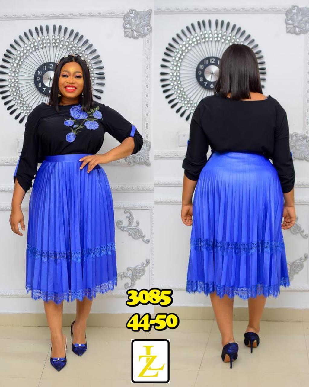Two-Piece Peplum Top and Midi Skirt Set with Sheer Organza