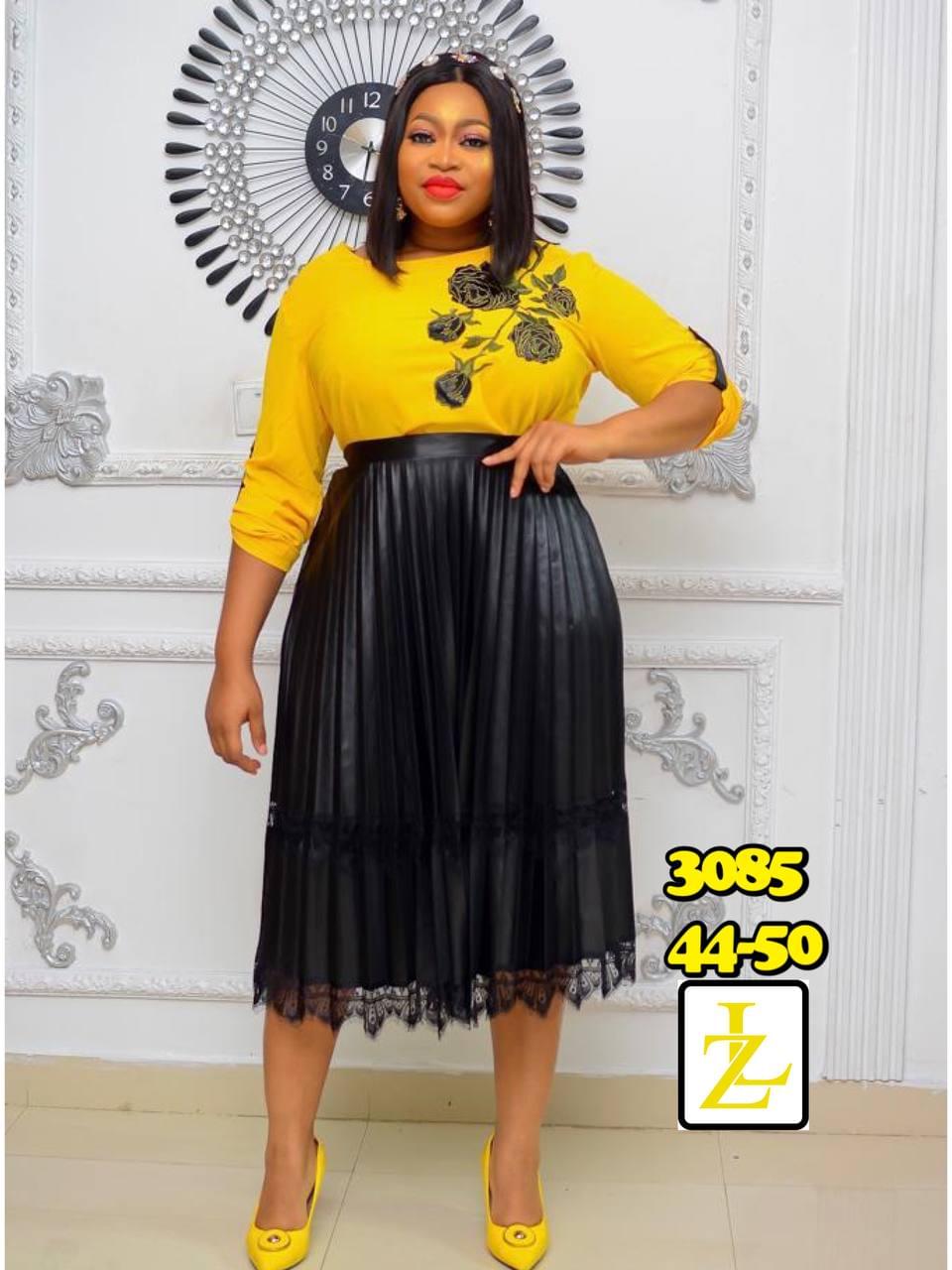Two-Piece Peplum Top and Midi Skirt Set with Sheer Organza - Image 4