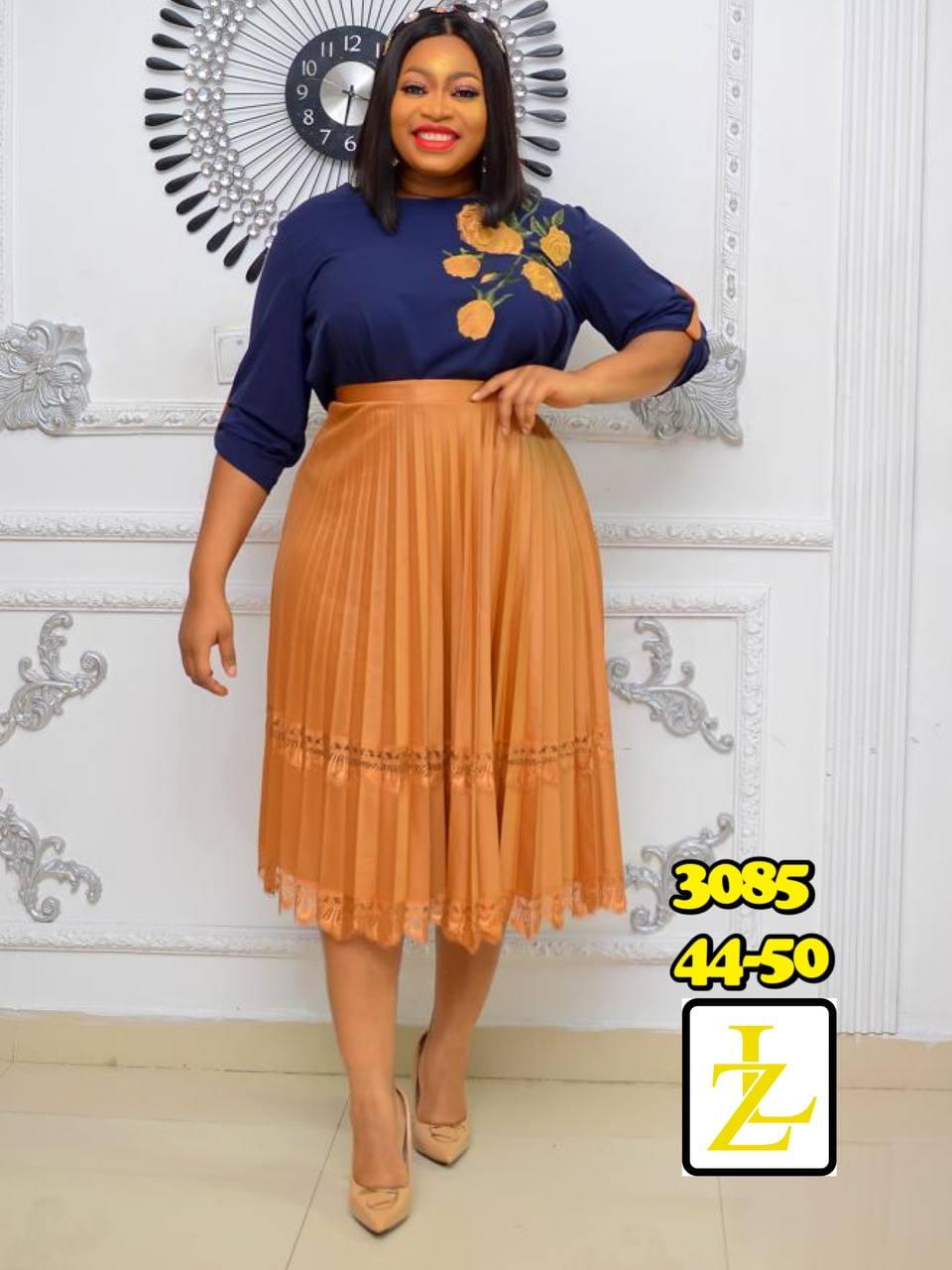 Two-Piece Peplum Top and Midi Skirt Set with Sheer Organza - Image 5