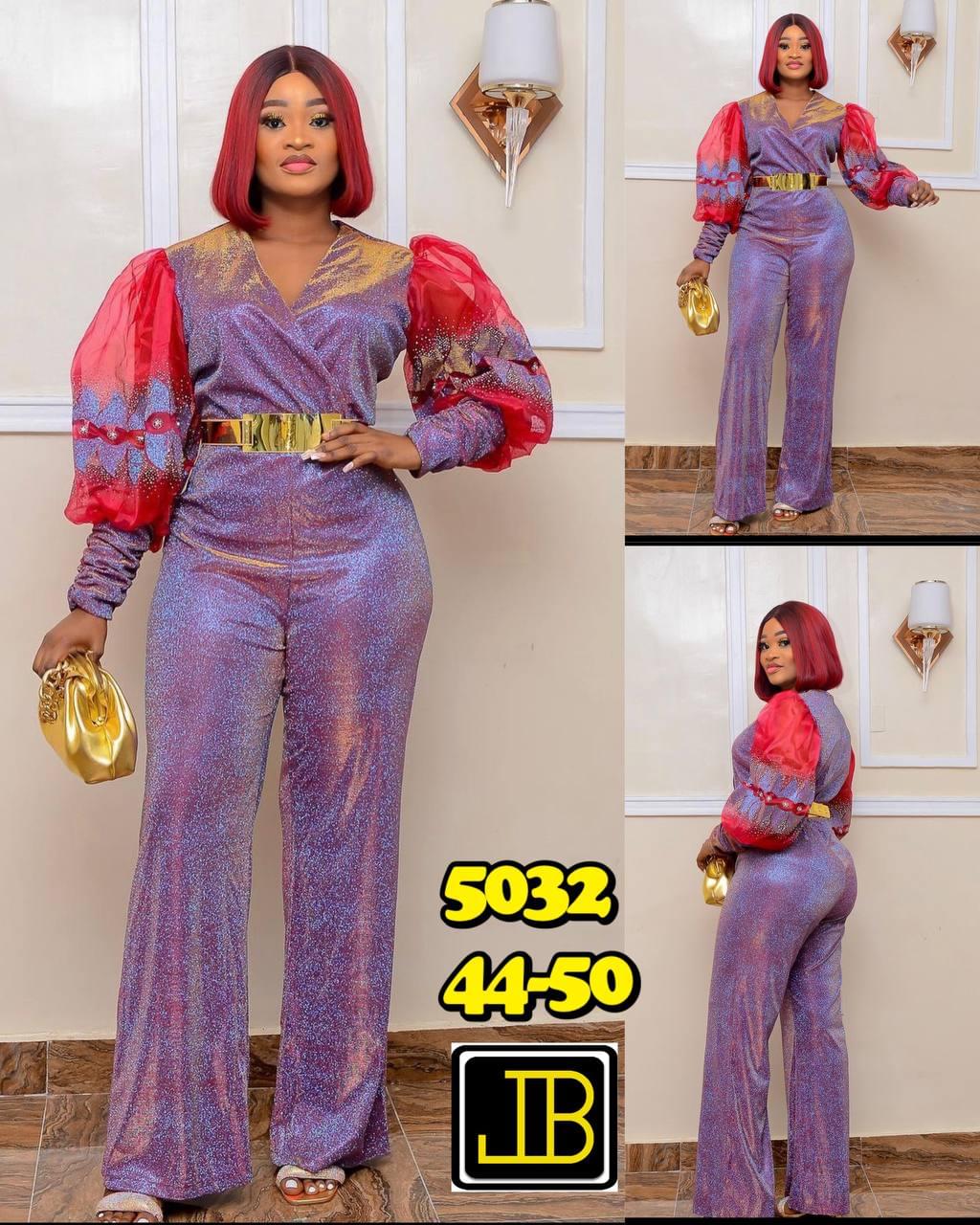 Women's Metallic Glitter Wide-Leg Jumpsuit with Sheer Organza