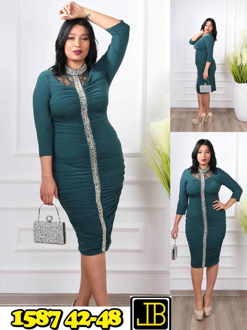 Women's Elegant Ruched Mock Neck Midi Dress with Lace Insert