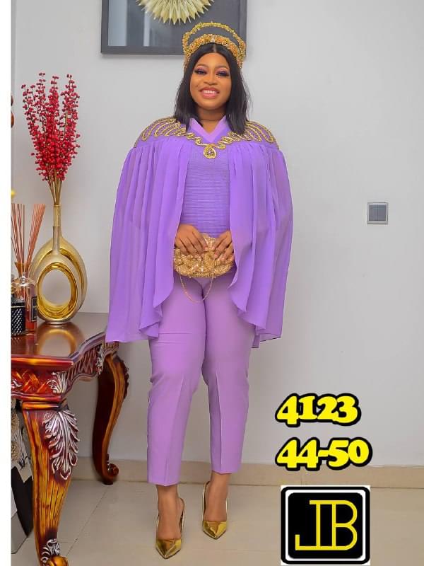 Premium Asymmetric Gold-Lace Peplum Blouse & Trouser Set