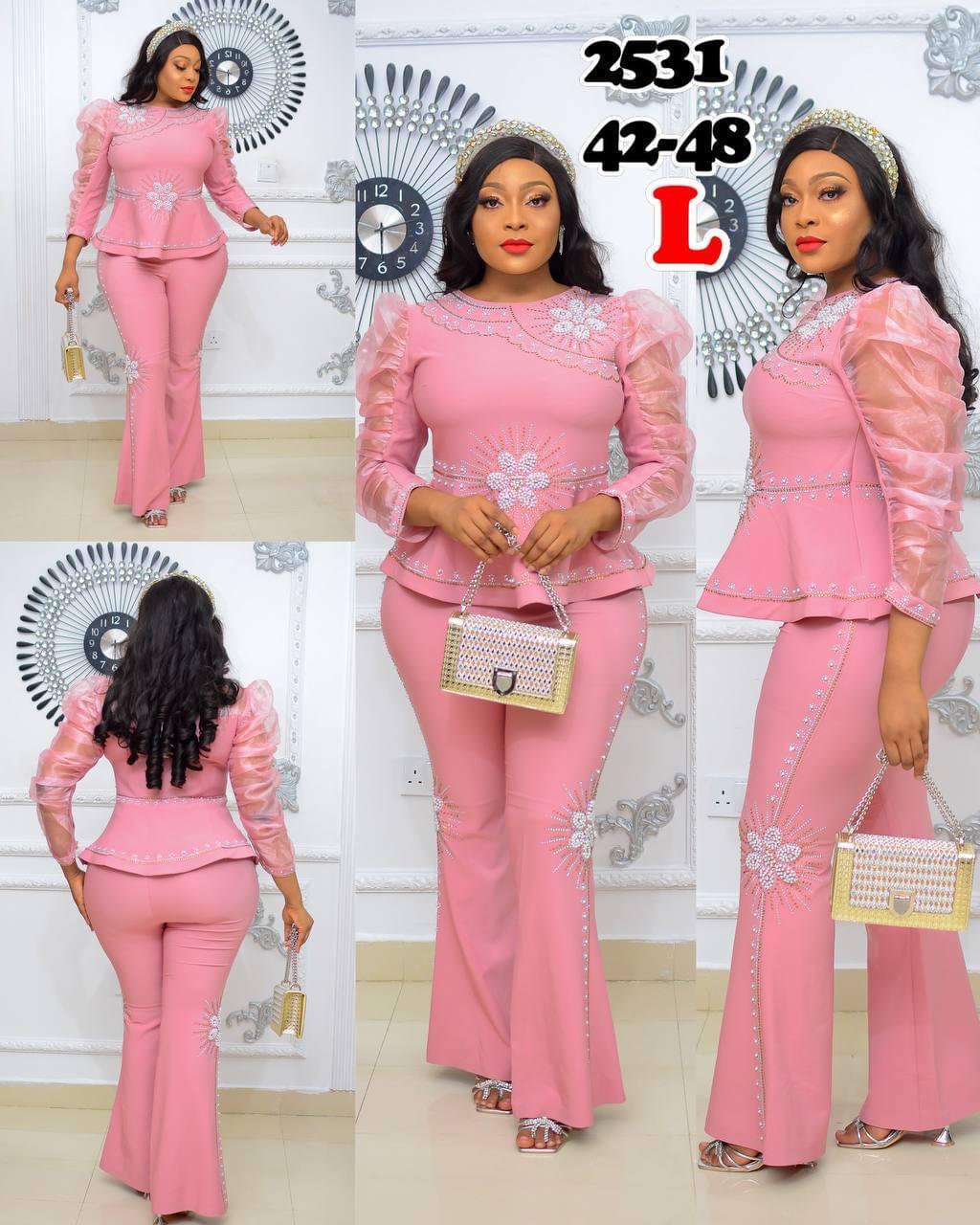 Luxury Two-Piece Peplum Top and Trouser Set