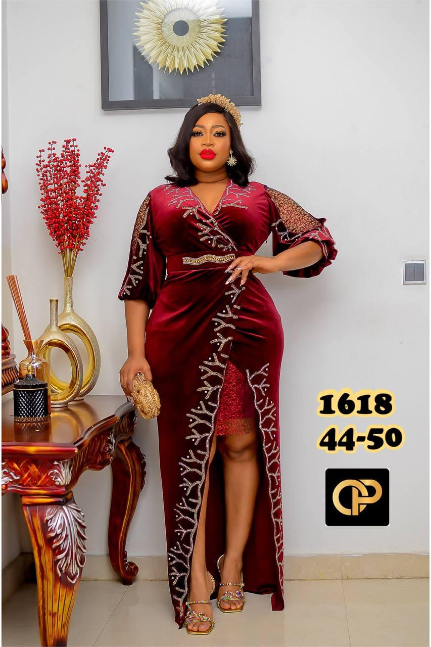 Crystal-Fringe Velvet Evening Gown - Image 5