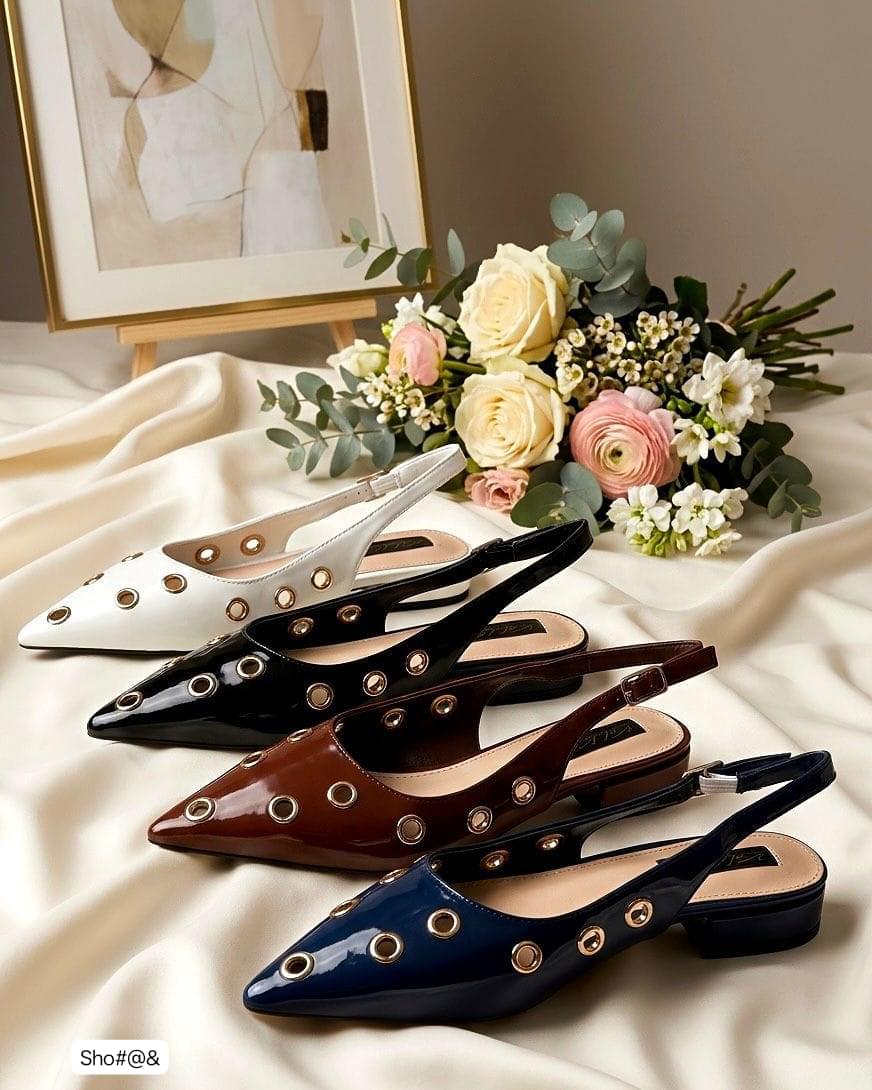 Premium Patent Leather Pointed-Toe Slingback Flats - Image 2