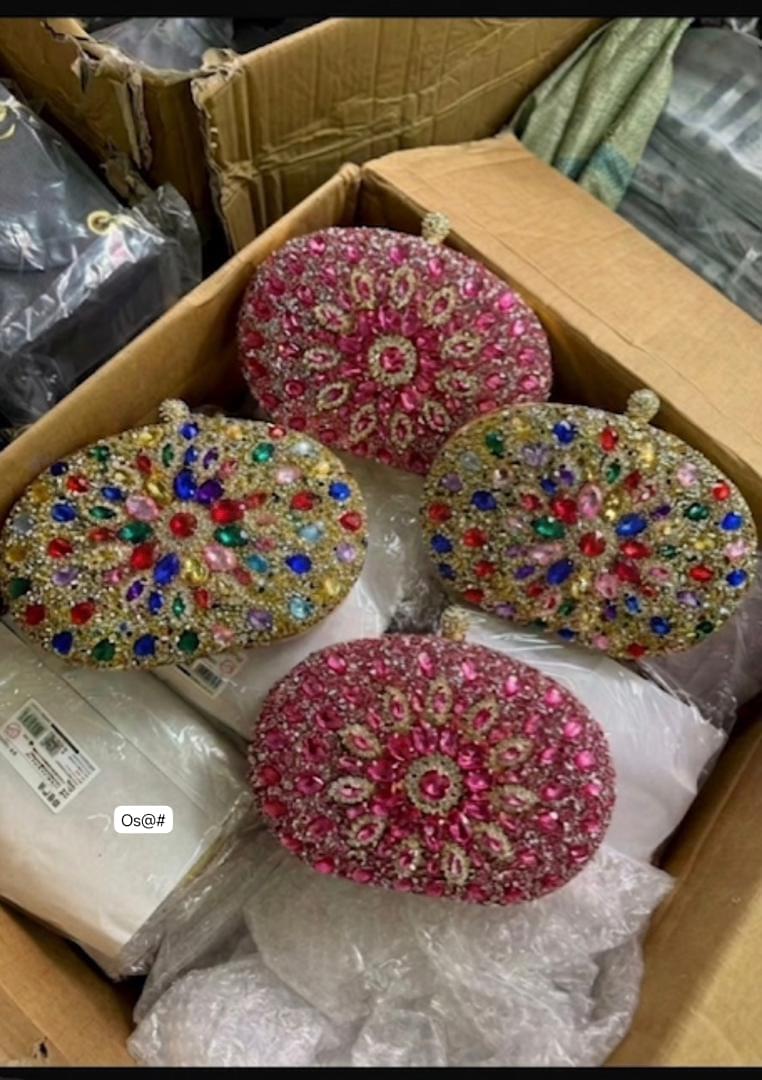 Luxury Crystal Encrusted Oval Minaudière Clutch