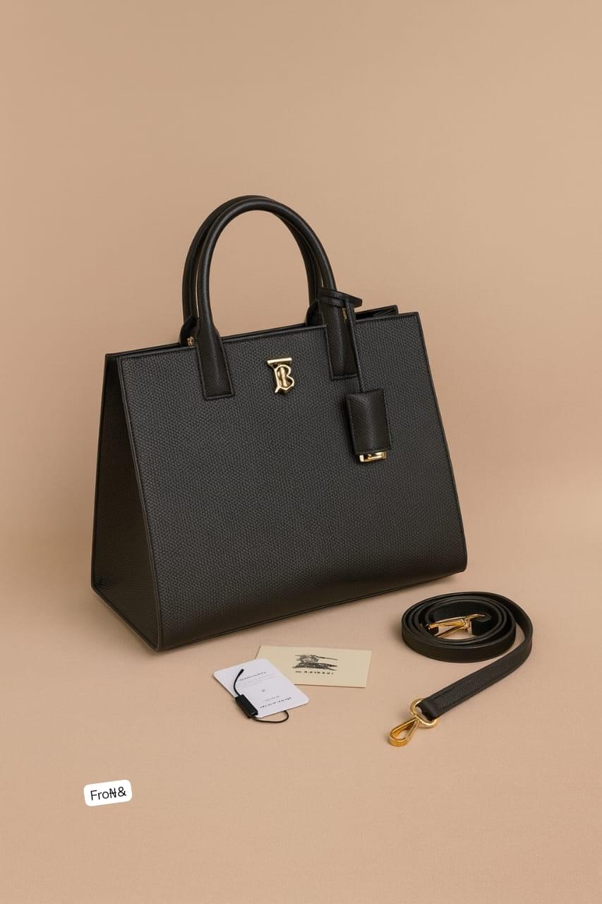 Premium Structured Leather Top-Handle Tote Bag