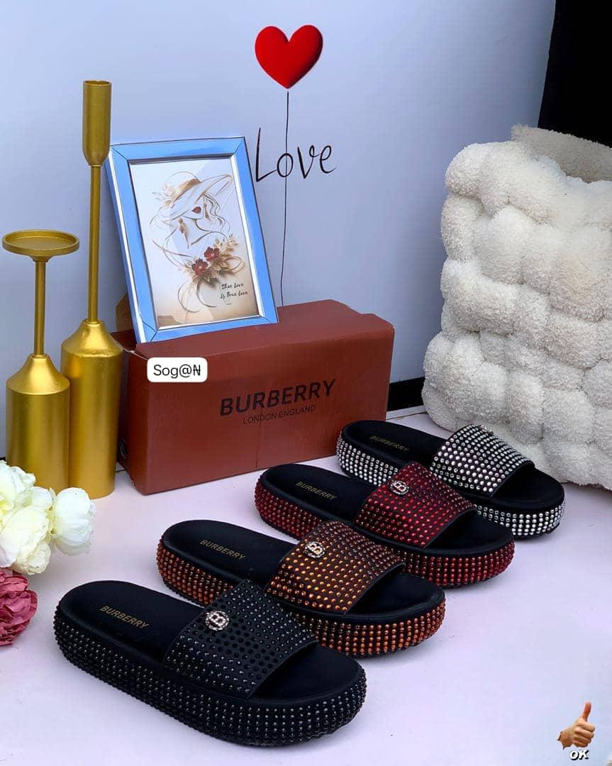 Burberry Premium All-Over Rhinestone Flatform Mules