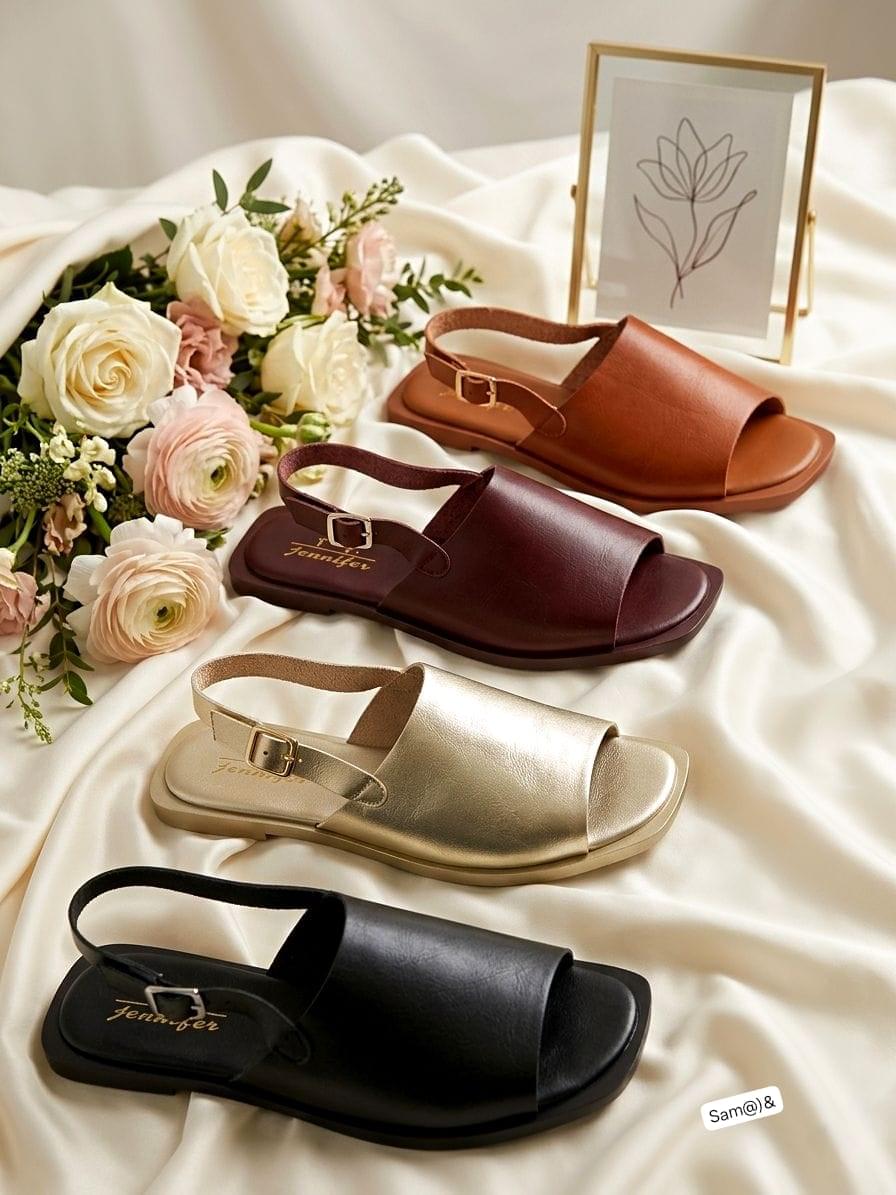 Elegant Leather Sandals with Adjustable Ankle Strap