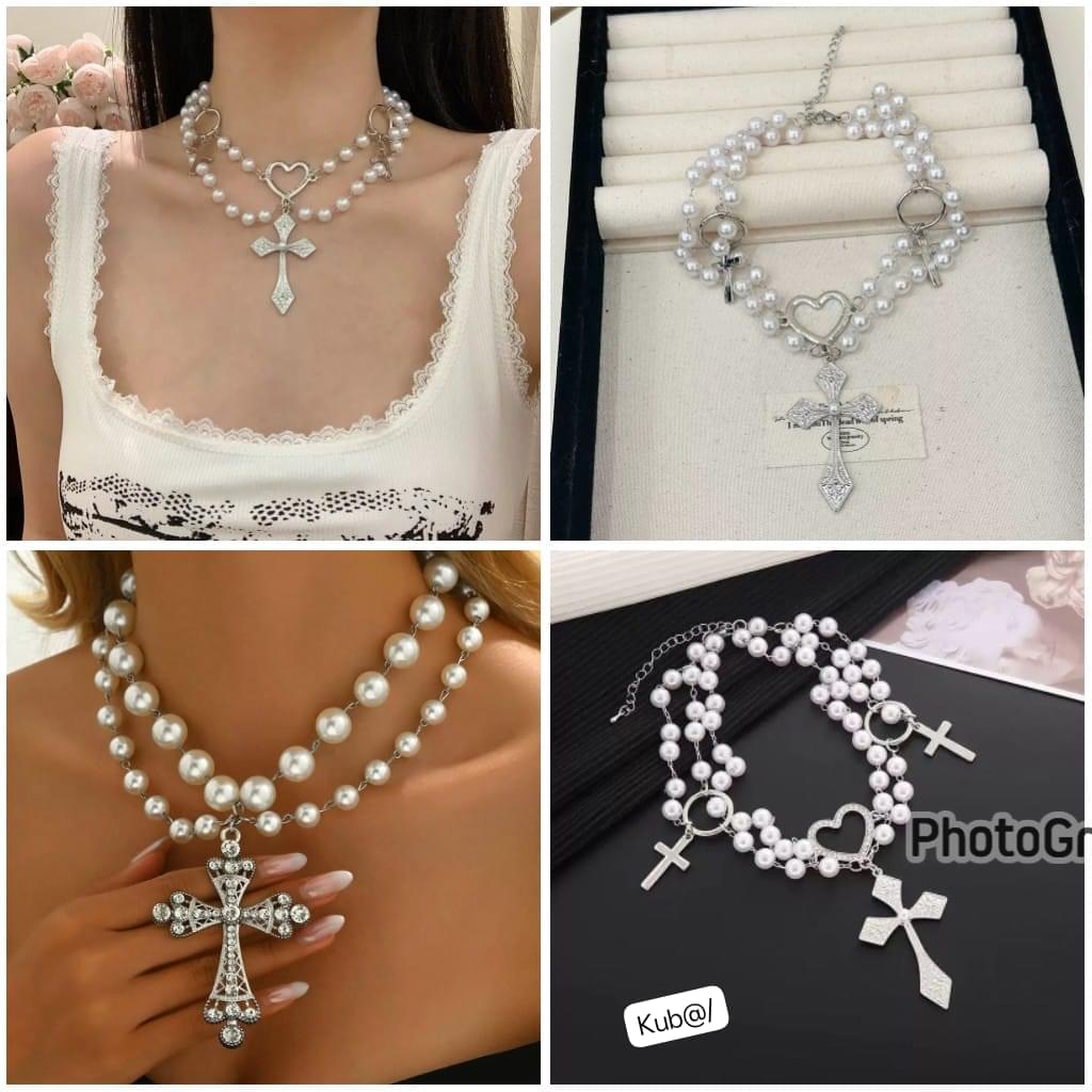 Vintage Gothic Multi-Layer Pearl Choker Necklace - Image 2