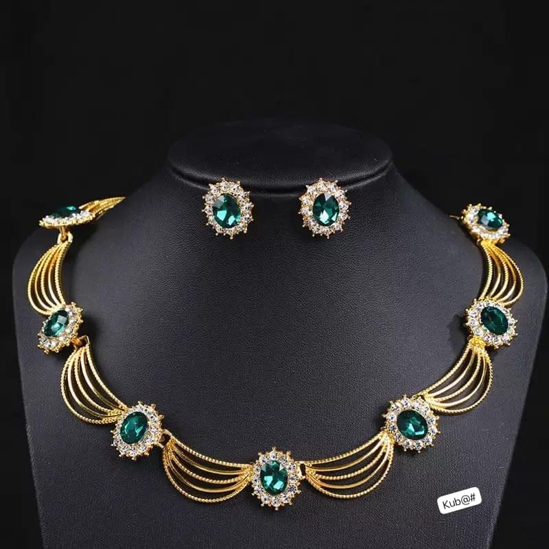 Luxury Emerald Green Crystal Jewelry Set