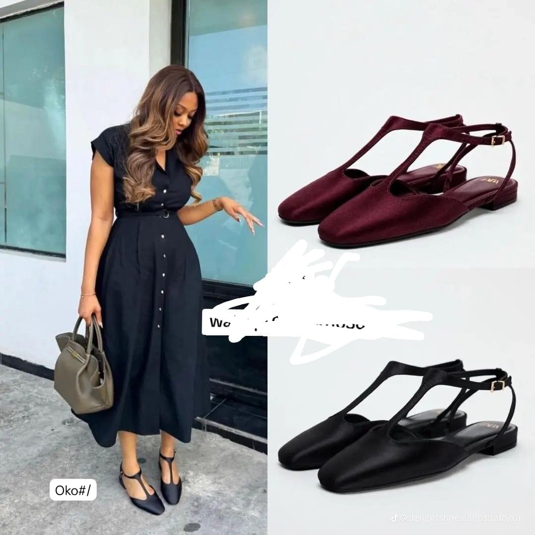 Premium Satin D'Orsay Ballerina Shoes Pointed-Toe Flats