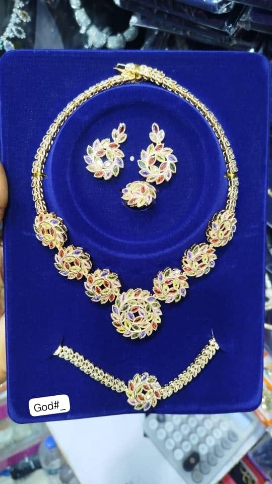 Luxury Multicolor Crystal Floral Jewelry Suite
